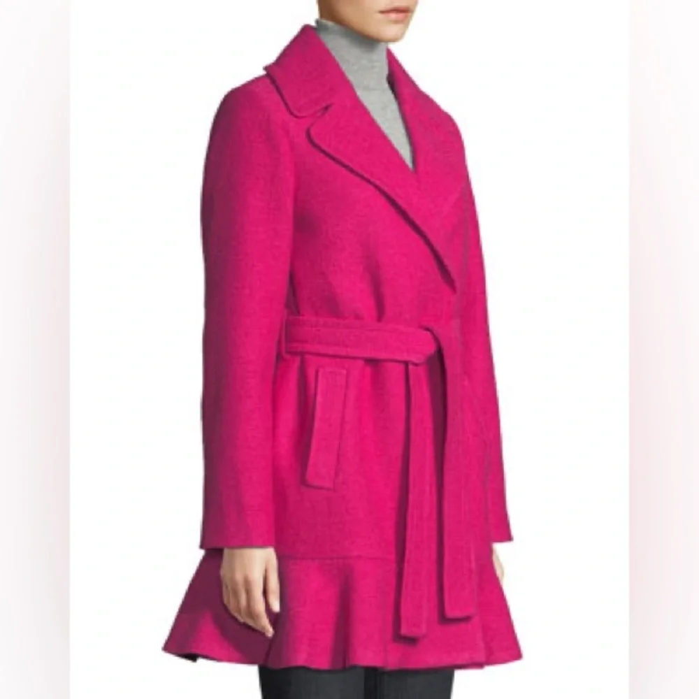 NWT kate spade new yorktransitional boiled flounce-hem wool coat